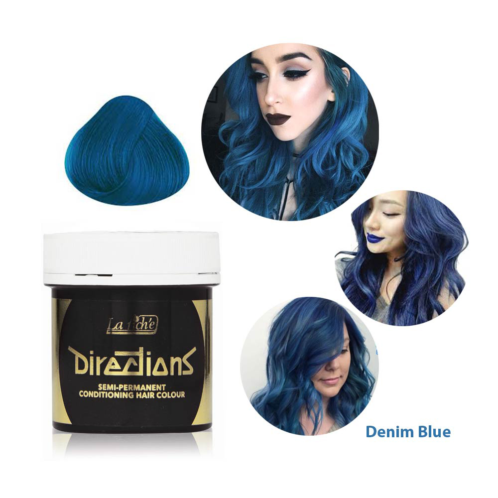 Сильная краска для волос. La riche Directions синяя Denim Blue. Краска для волос с синим оттенком. Синийя Краста для волос. Голубой краситель для волос.