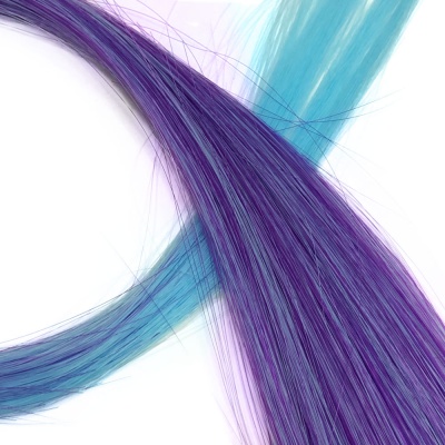 Цветные пряди на заколке фиолетово-голубой, 50cm X 10шт