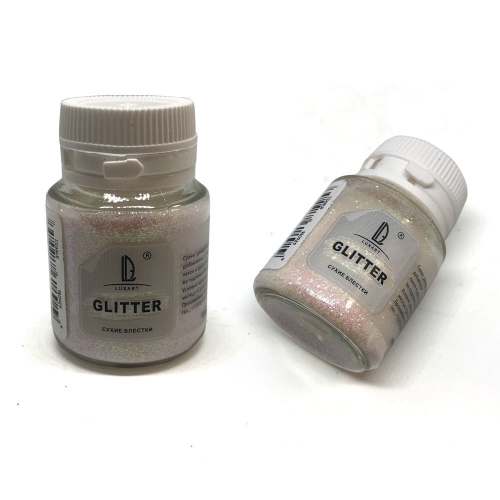 Декоративные сухие блестки Luxart LuxGlitter голографический белый, 20 ml
