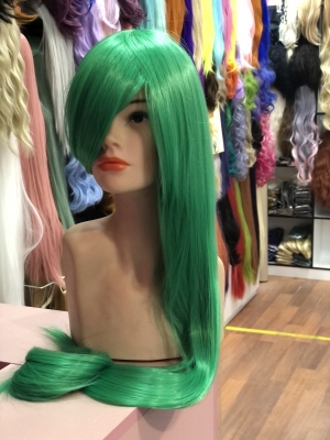 парик прямой с челкой зеленый/33 driada , 100cm
