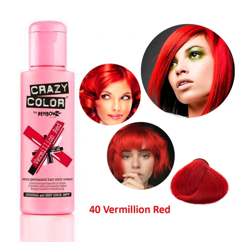 Краска для волос Красная Crazy Color 40 Vermillion Red (алый красный)