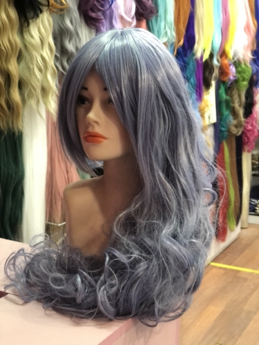 парик кудрявый с челкой rose quartz серо-синий driada  cs-065c, 90cm