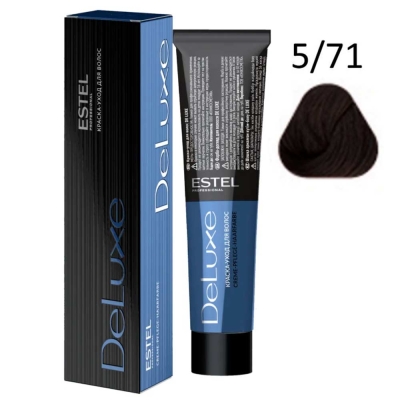 Краска для волос ESTEL PROFESSIONAL DELUXE 5/71 краска-уход светлый шатен коричнево-пепельный, 60 мл