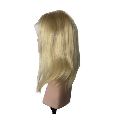 Парик на сетке из натуральных волос короткий блонд W000TR - 8068 - #613, 30см