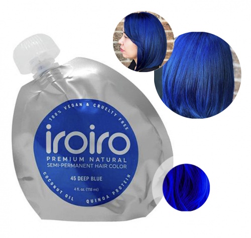 Краска для волос iroiro 45 deep blue темно-синий, 236 ml