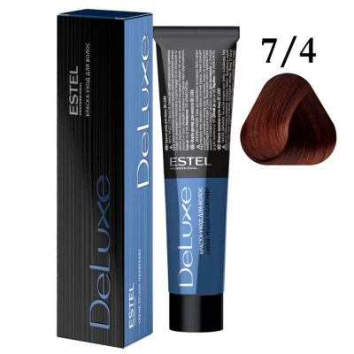 Краска для волос ESTEL PROFESSIONAL DELUXE 7/4 краска-уход русый медно-золотистый, 60 мл
