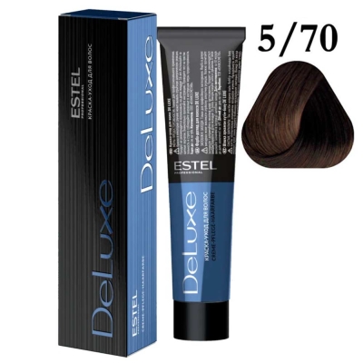 Краска для волос ESTEL PROFESSIONAL DELUXE 5/70 светлый шатен коричневый для седины, 60 мл