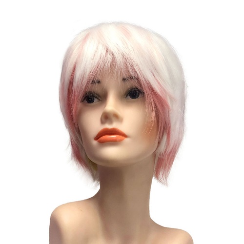парик короткий с челкой saeran бело-розовый driada cs-324b, 30cm