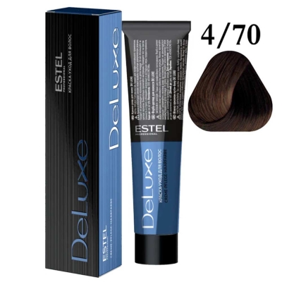 Краска для волос ESTEL PROFESSIONAL DELUXE 4/70 шатен коричневый для седины, 60 мл