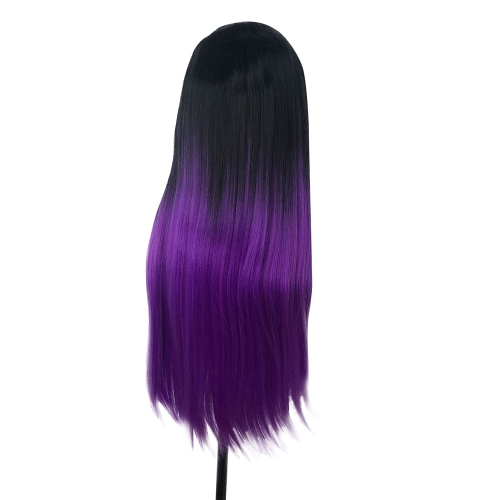 Парик с челкой длинный прямой черно фиолетовый W00097 - 6190 - TT1B/PURPLE, 80см